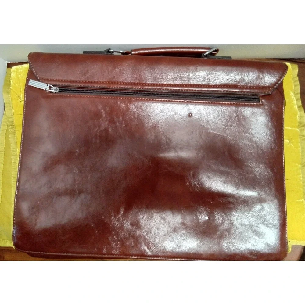 Vintage Style Brown Leather Briefcase‎ Messenger Bag Laptop Satchel Professional
